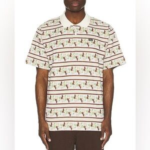 OBEY size XL Men's Short-Sleeve Polo Shirt in Cream and Brown
